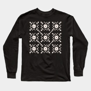 Geometric Star Quilt Pattern in Citron Long Sleeve T-Shirt